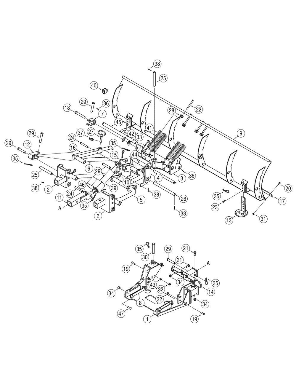 Snow Blade Manual Angle 72 Diagram and Parts List for 229 39A100 Cub Cadet Lawn Tractor Accessories